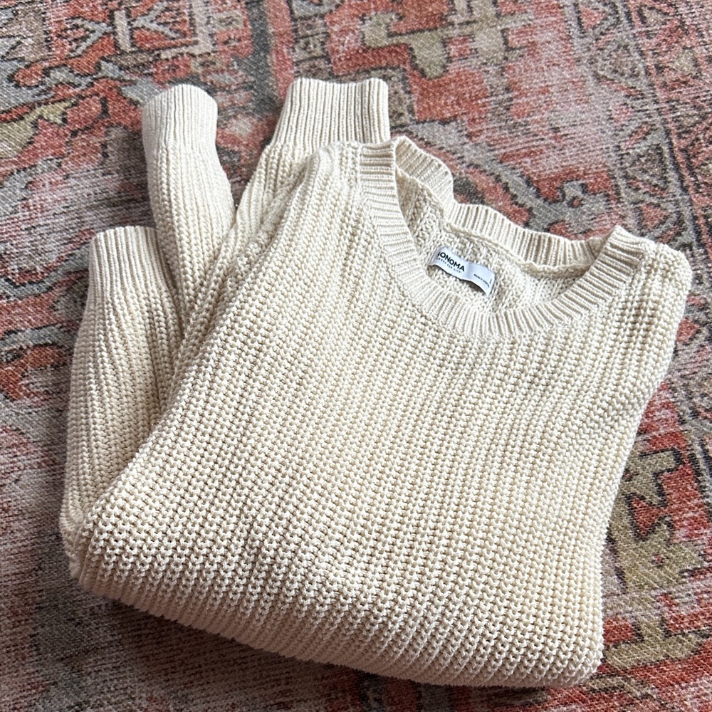 Sonoma Cream Knit Crew Neck Sweater